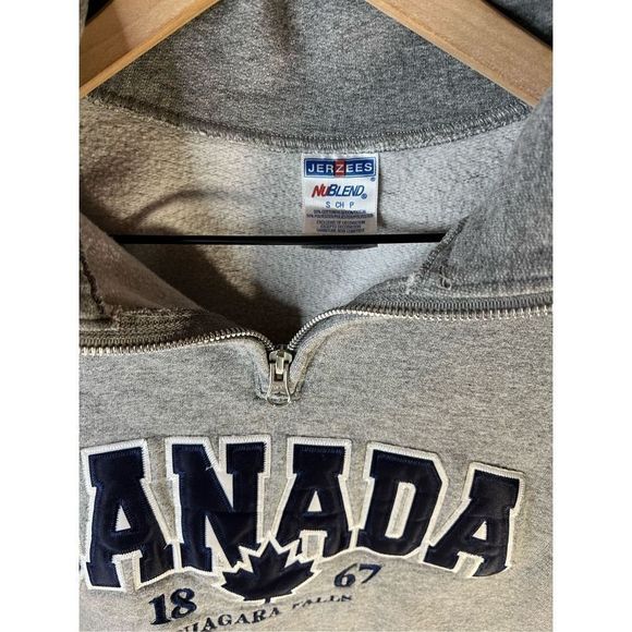 JERZEES Canada Quarter Zip Jacket Stitched Lettering Small Vintage - Picture 2 of 6
